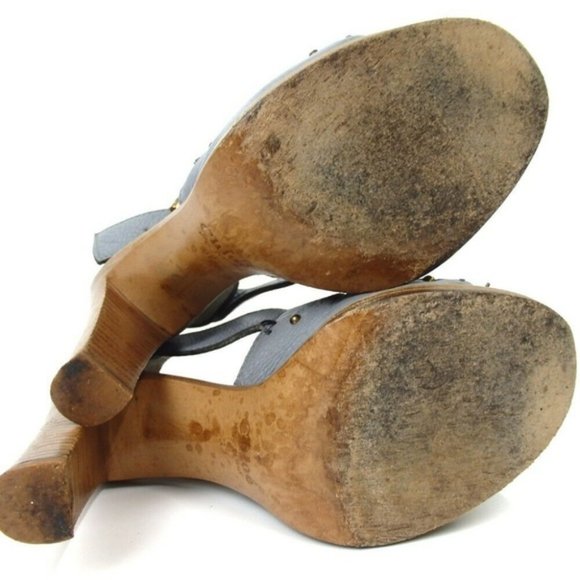 Chloe Heel Sandals Calfskin Wood light blue chunky - Picture 6 of 8